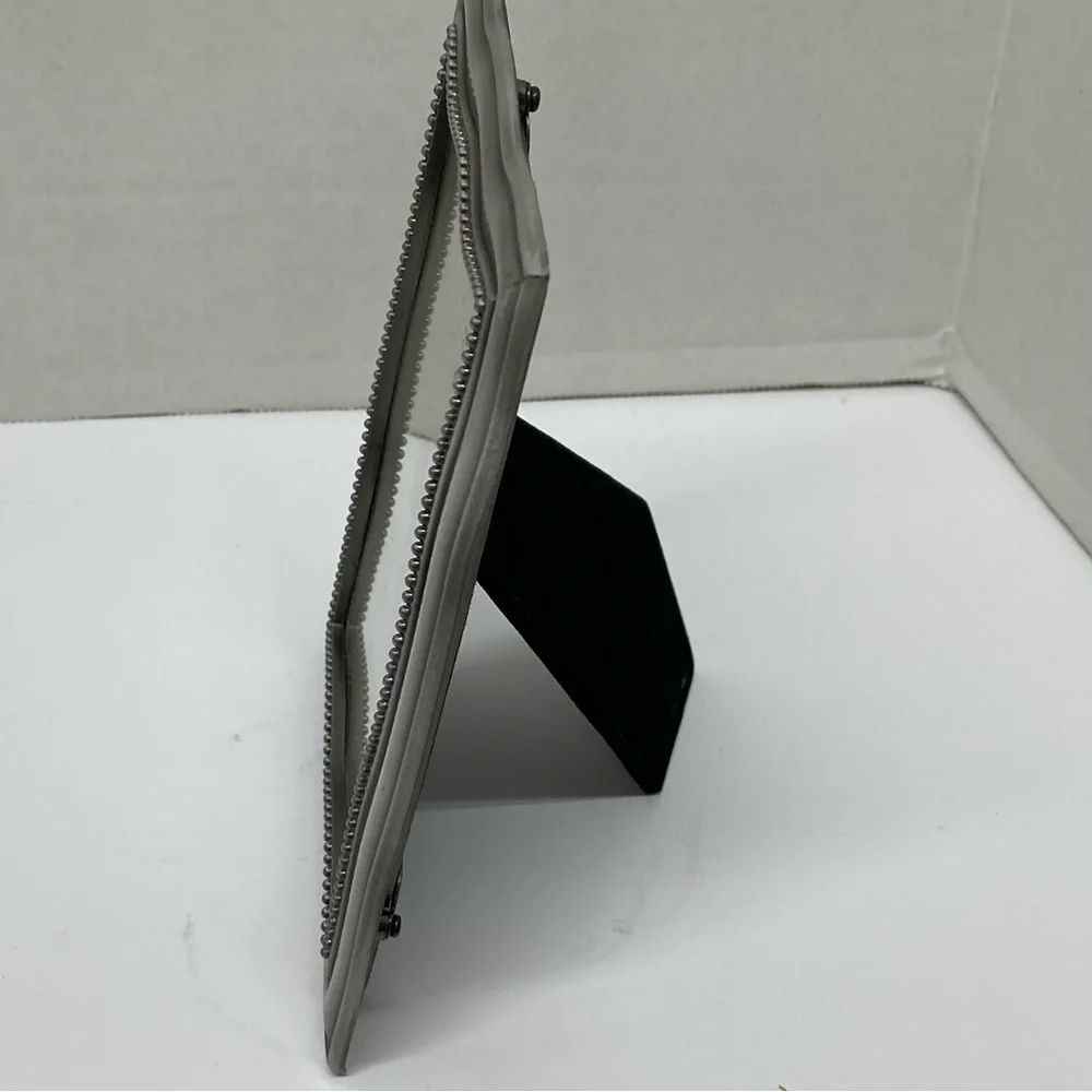Fetco Photo Frame Brushed Silver Finish For a 4X6 Picture Curve & Beaded Around
